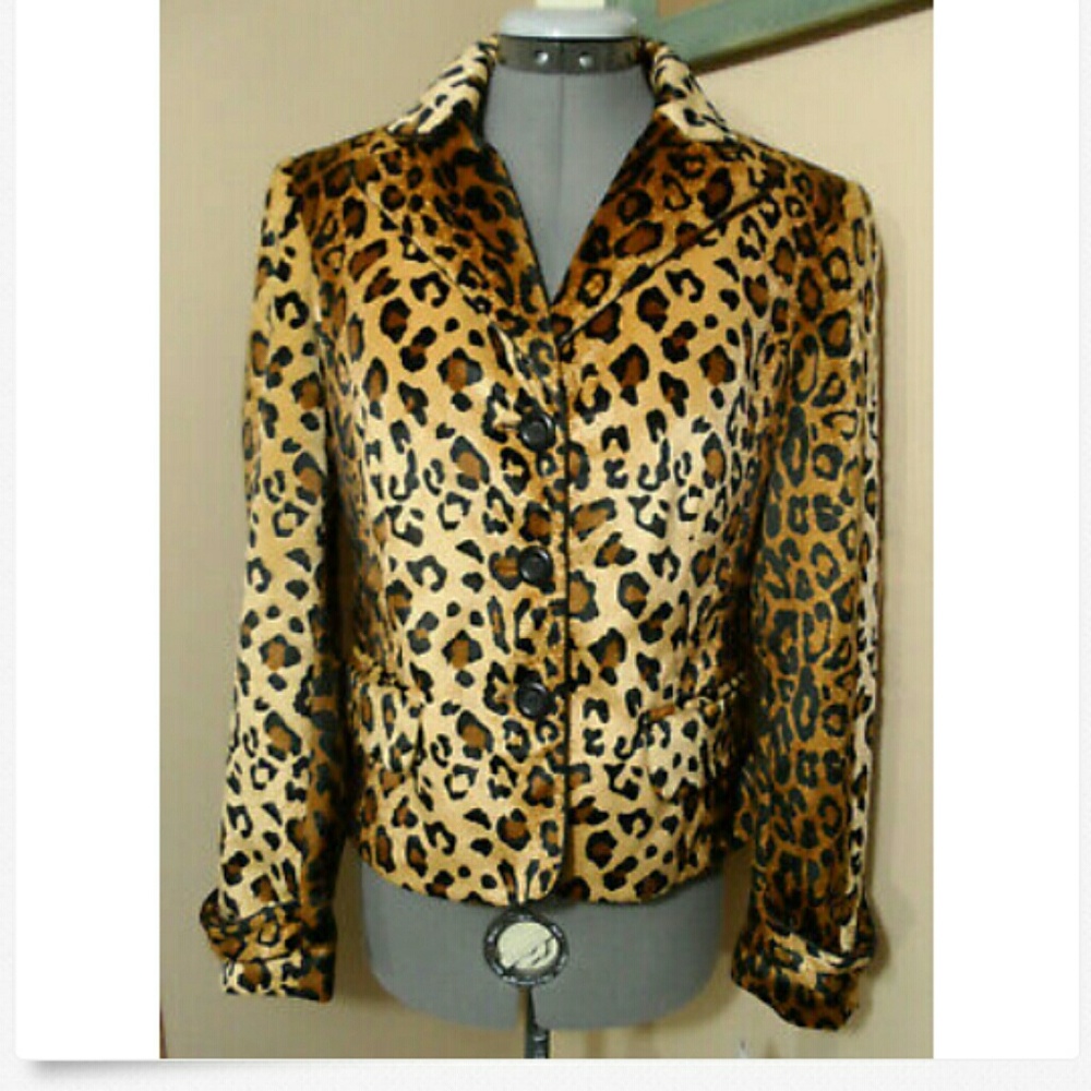 Nwt A LINE Leopard print Blazer Jacket 6 Brown Tan